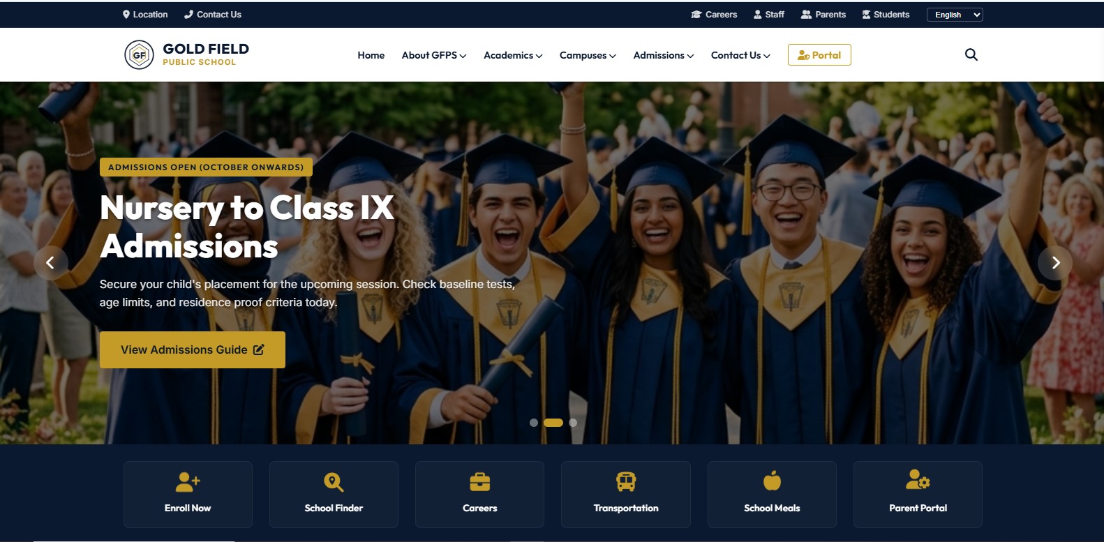 Gold Field Public School website preview